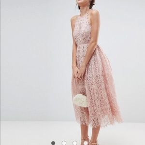ASOS UK PINK SCALLOPED DRESS